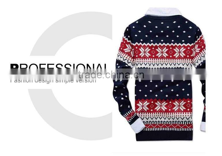 christmas mans brand clothes norwegian jacquard patterned tight pullover sweater for wholesale