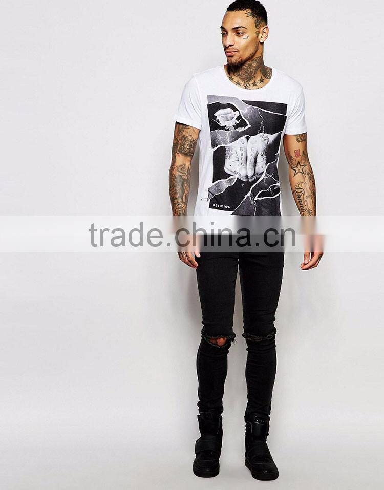 Guangzhou Shandao New Arrival Men 180g 95% Cotton 5% Spandex Summer Short Sleeve T Shirt Tattoo