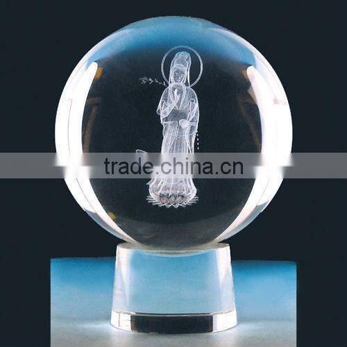 Crystal 3D laser engraving ball with dragon