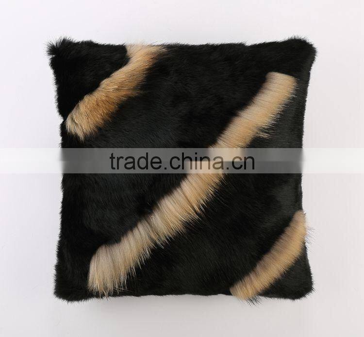 YR346 Real Rabbit And Raccoon Fur Sofa Pillow Case Cover Customized Made