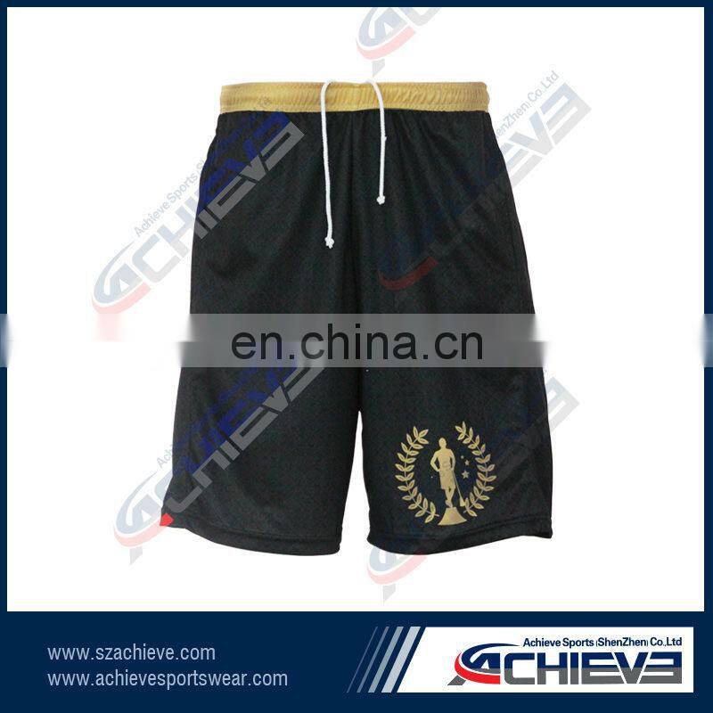 Dye sublimation black rugby board shorts for sale