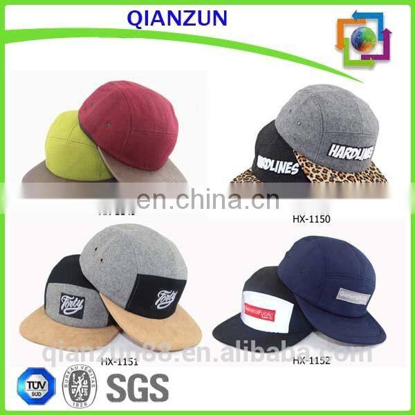 Leather Back Strap Print Pattern Hat Custom Logo 5 Panel Hat Wholesale
