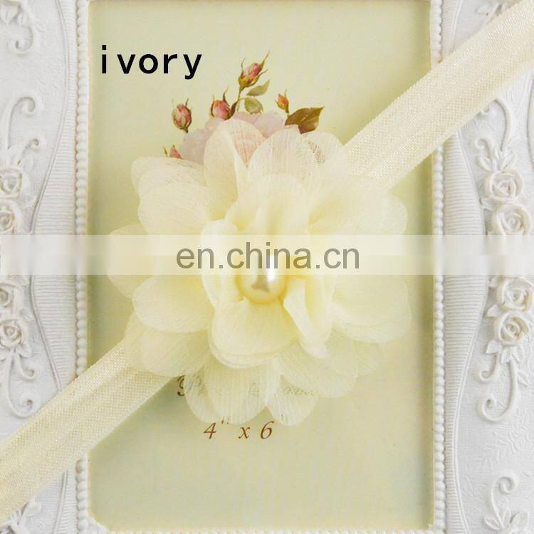 high quality children headdress draped Chiffon pearl hair band Girl headbands