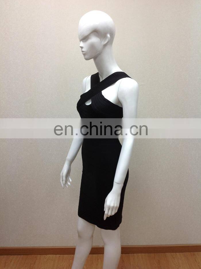 elegant black evening dress porn 2015 cross-neck short women sex black party dress