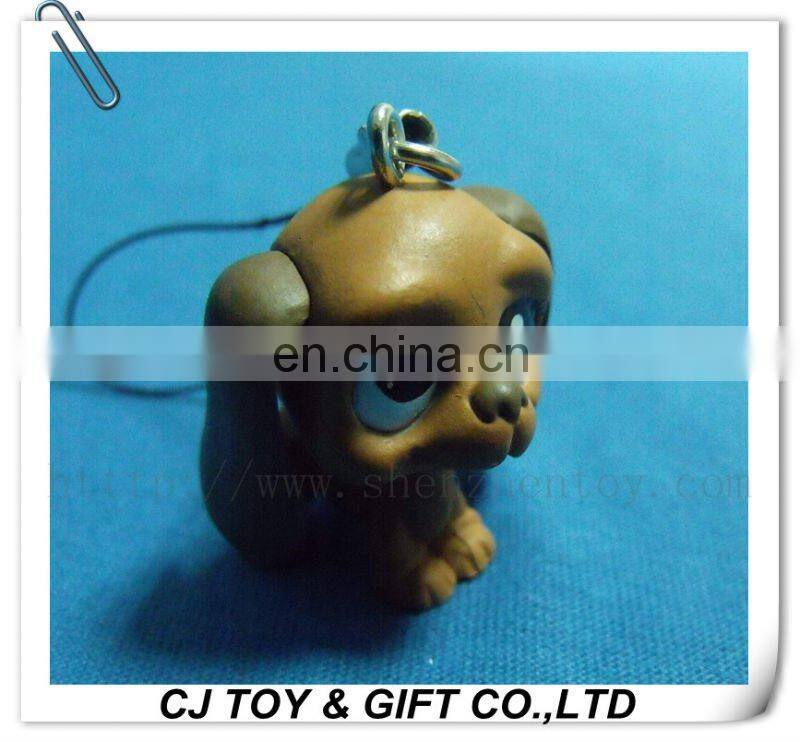 lovely dog plastic figure for keychian