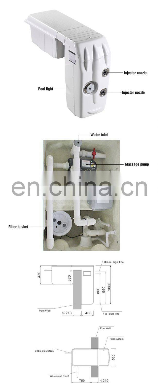 Swimming Pool Equipment Wall Hung Pipeless Portable Integrative Filter