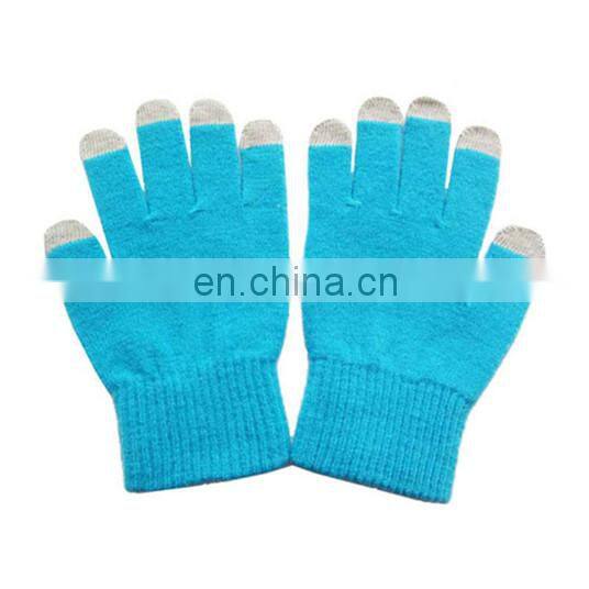 HY Solid Colors Wholesale Winter Warm Classical Knitted Cycling Screen Touch Gloves