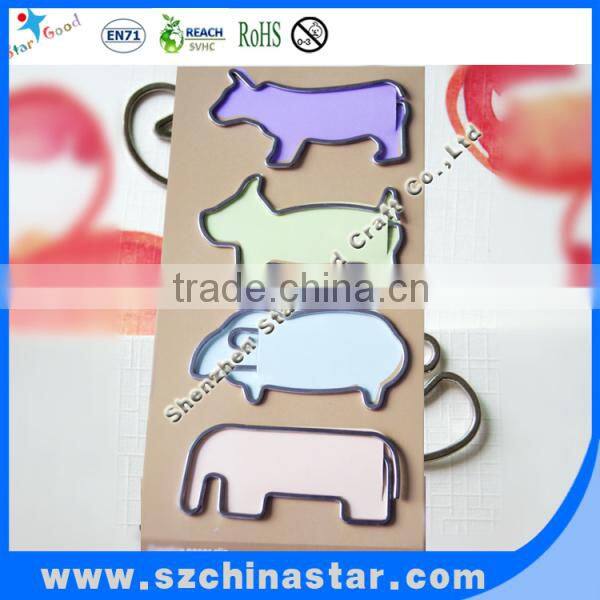 Big flat metal nickel plated steel assorted animal shaped paper clip