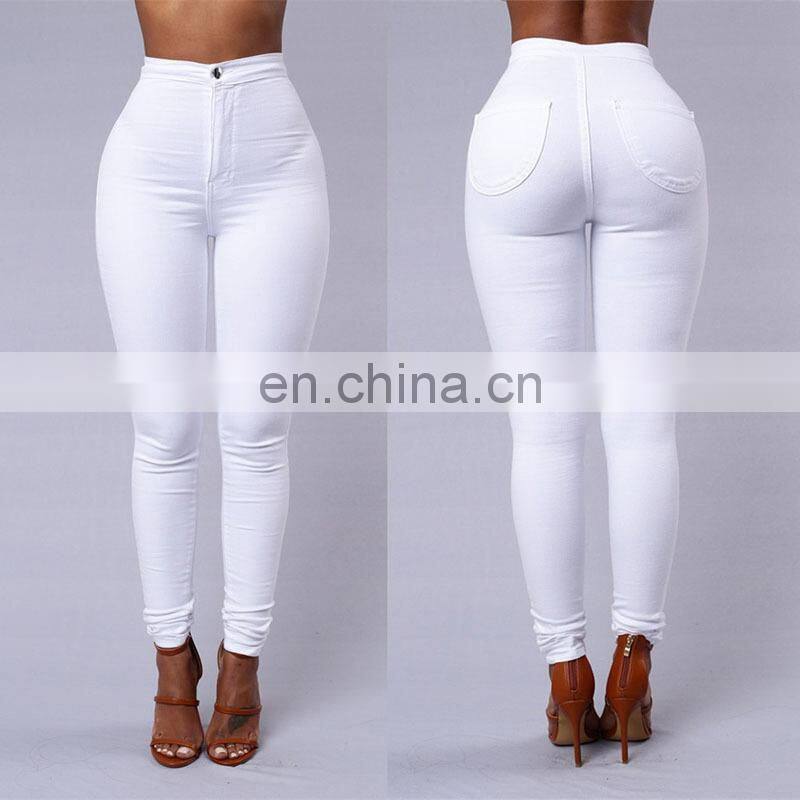 Sexy high waist elastic pencil skinny candy color ladies jeans sport