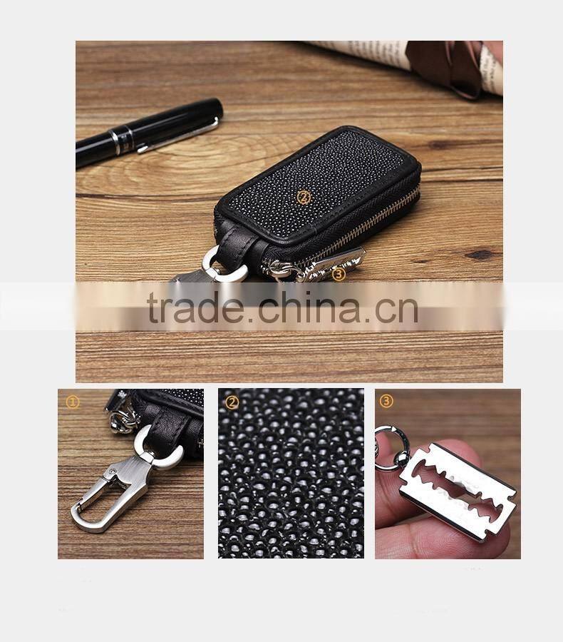 Guangzhou High Quality Luxury Genuine Stingray Skin Leather Car Key Case Key Holder for Men or Women