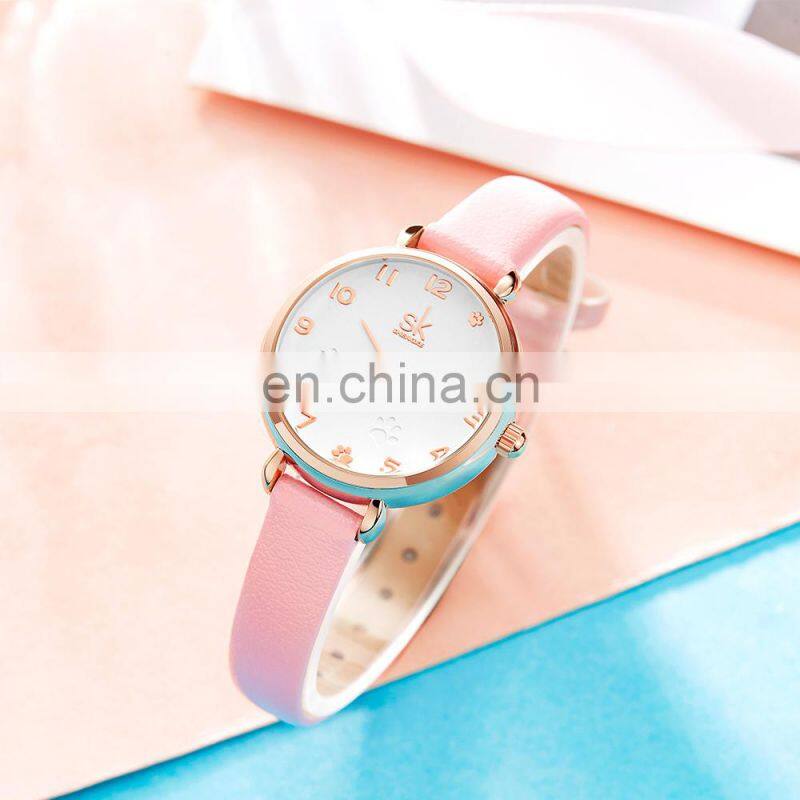 SHENGKE Pink Cute Girls Wristwatch K9025 Clear Arabic Number Dial Watches Ultra Band Kids Watch Chinese Factory Watch