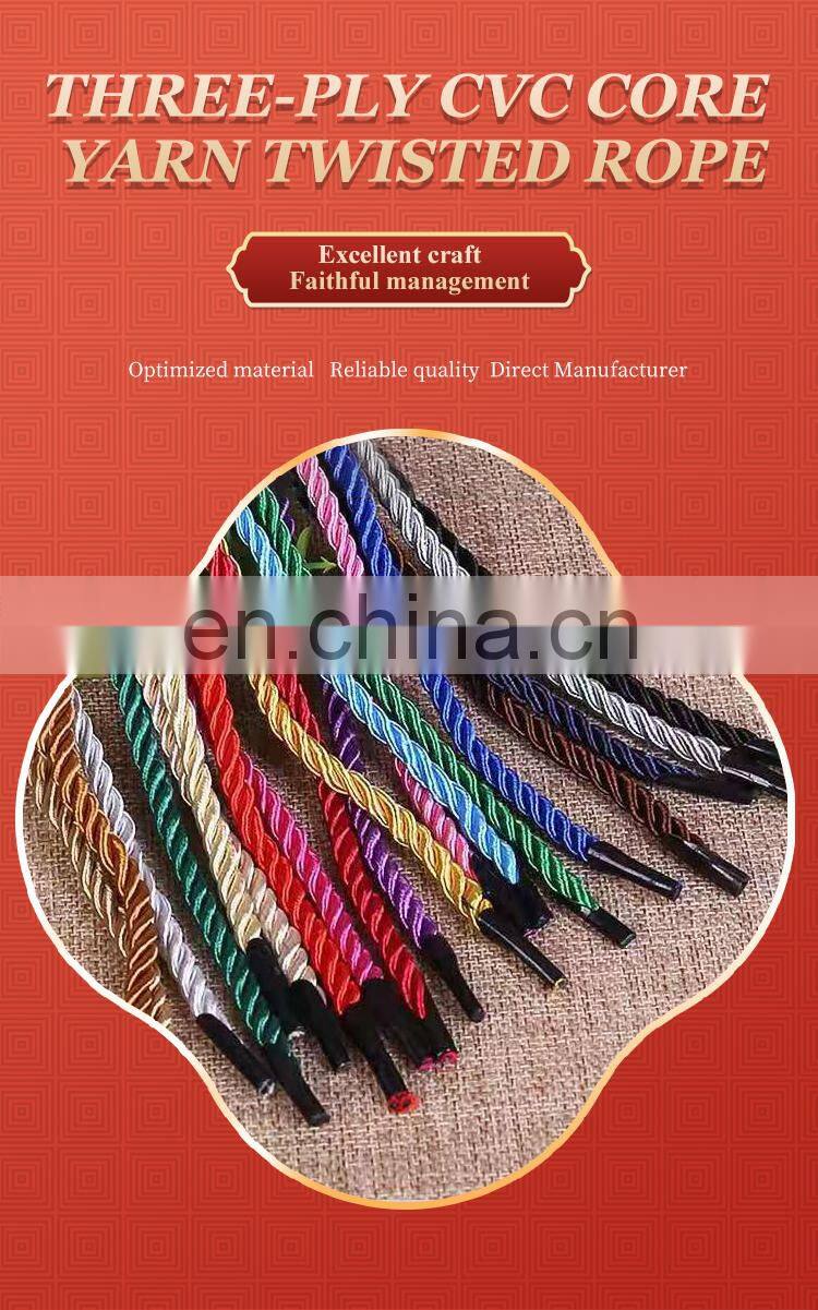 Factory Directly Wholesale colored round premium 3-strand Twisted packing rope with buckle clip for gift boxes paper bag
