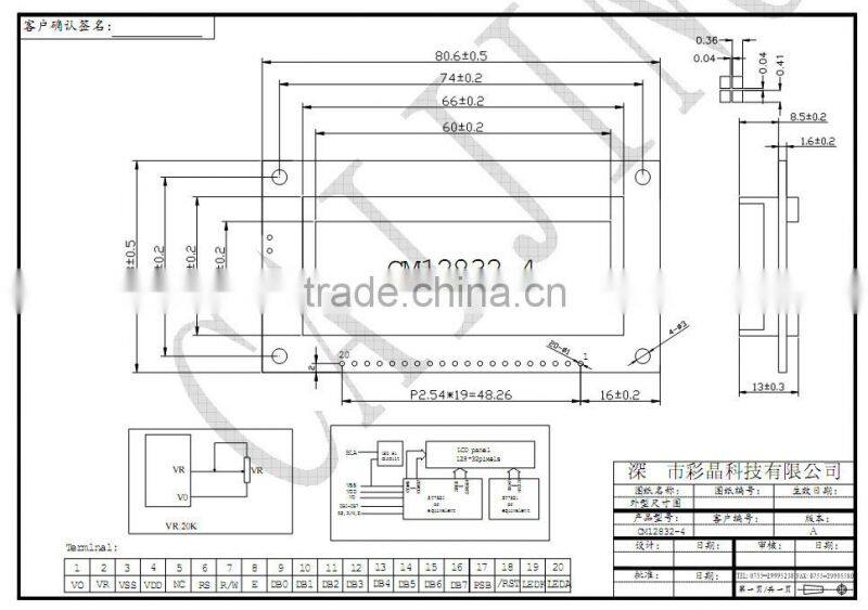 128X32 lcd module support serial parallel interface with built-in Chinese character