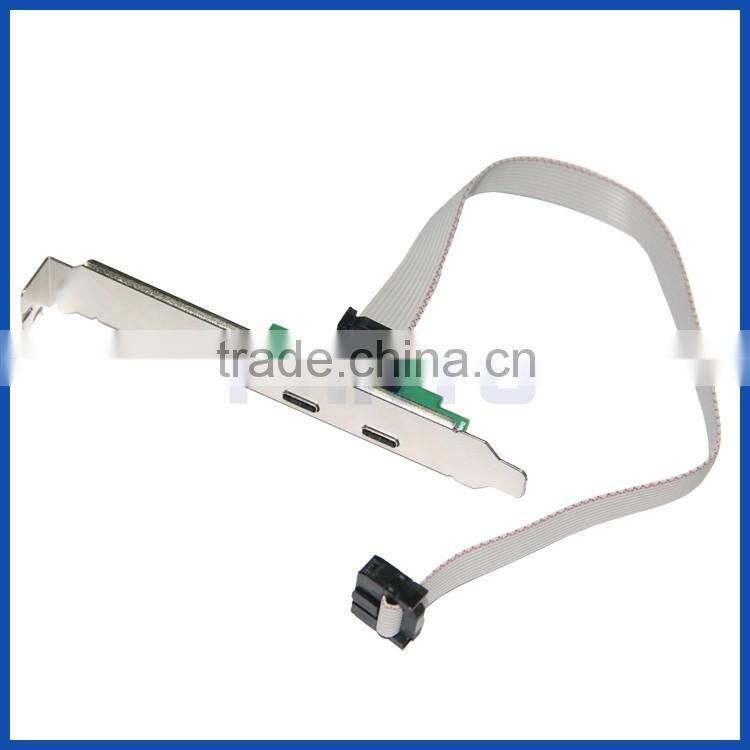 Metal bracket 9pin USB 2.0 to 2 port USB type C USB-C adapter converter card cable