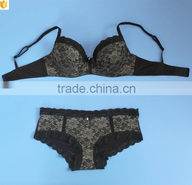 2016 trade assurance printed floral embroidery bra set shantou