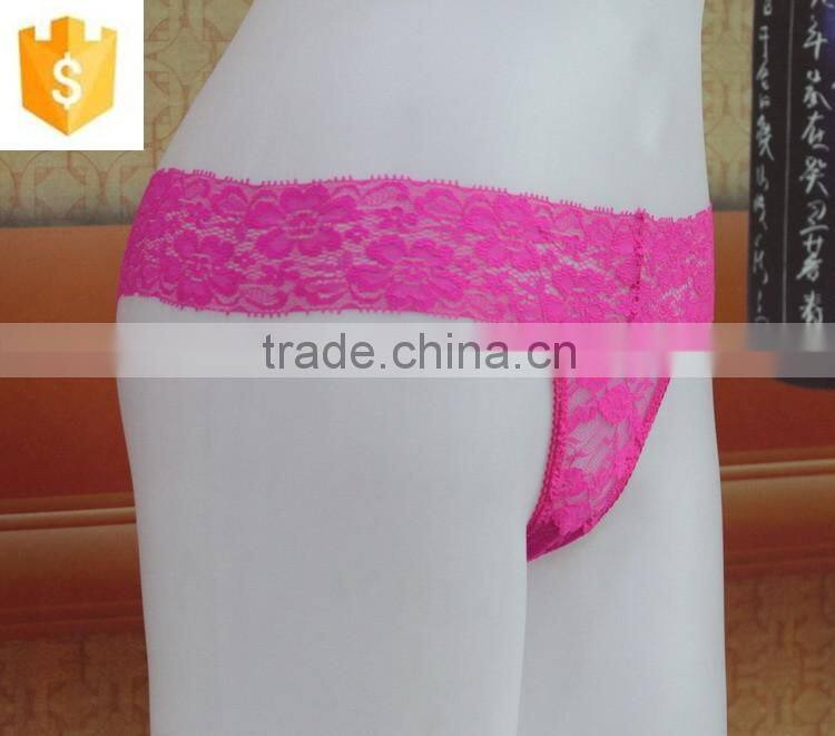 Comfortable Sexy Hot Sell Lace Pink Thongs Underwear Panty