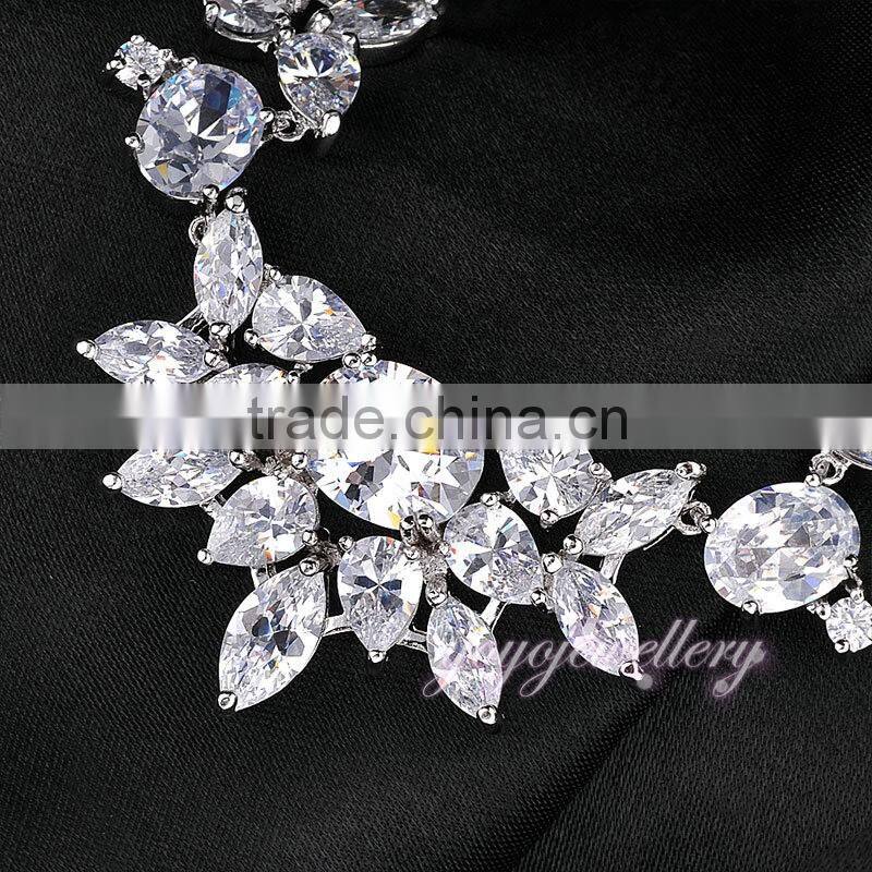 Flower design wedding women gold zircon jewelry set