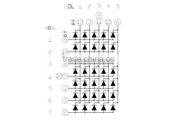 NEWSHINE Through Hole FND OEM/ODM manufacturer XH-12057 Module 5x7 Blue Matrix Display