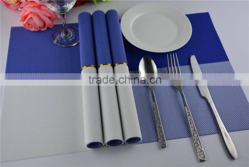 Newest PVC blue grid Placemat fashion pvc dining tab0le mat disc pads bowl plates coasters waterproof table cloth pad