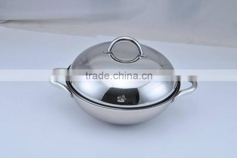 304 Stainless Steel Wok with non-sticking coated
