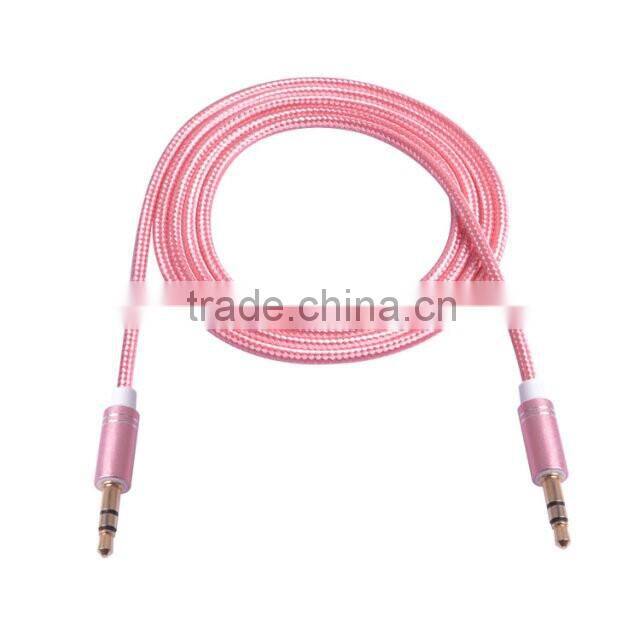 NY braided 3.5mm Audio Cable 3.5mm Stereo Audio Cable glod plated