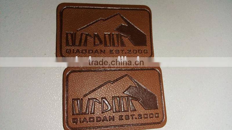 custom brown garment PU leather label leather patch for garment