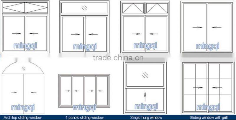 China upvc double sliding window with flyscreen