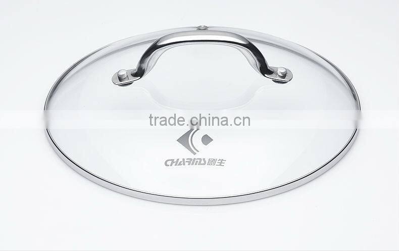2016 ChaoZhou hot selling double ears capsuled bottom pot with glass lid&deep cooking pot cookware with competitive price