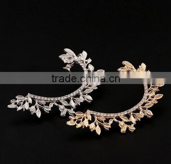 >> SW16420 new arrival Fashionable crystal leaf cuff earrings/