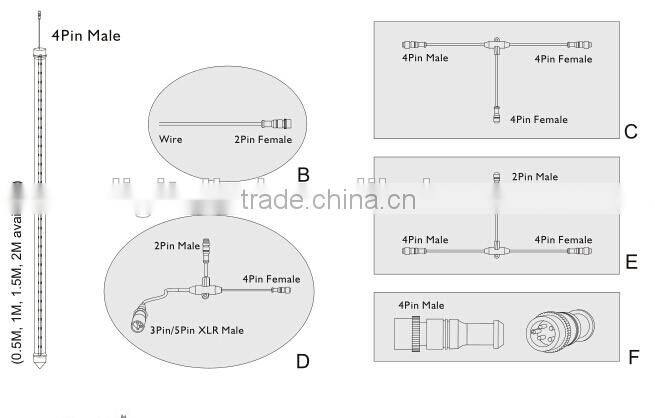 dj music control dmx led light tubes dc24v 64leds/m