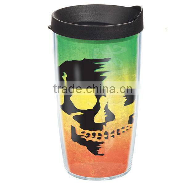 450ml/16oz BPA free plastic double wall tumbler with PVC sheet insert