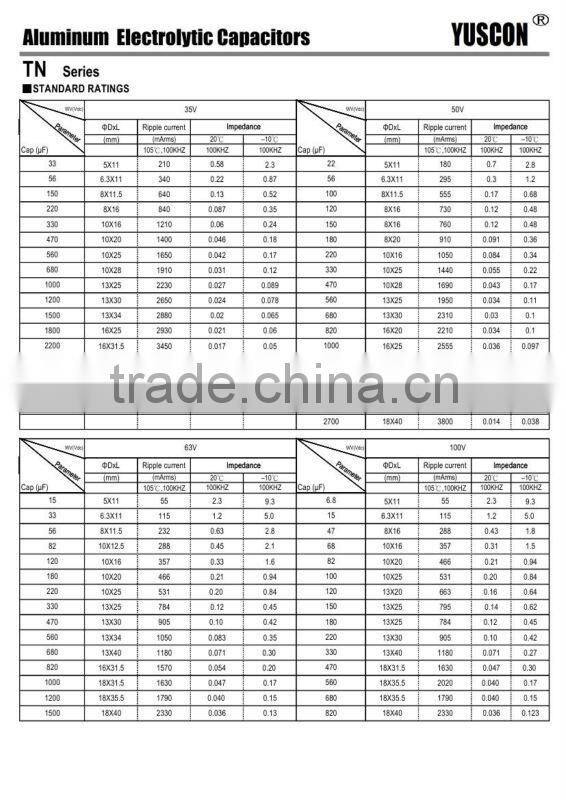 6.8-18000uF aluminum electrolytic capacitor