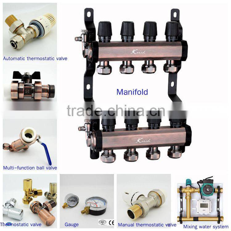 Copper pipe manifold 2 to 12 ways with automatic thermostatic valve not leaking manifold gauge in good value