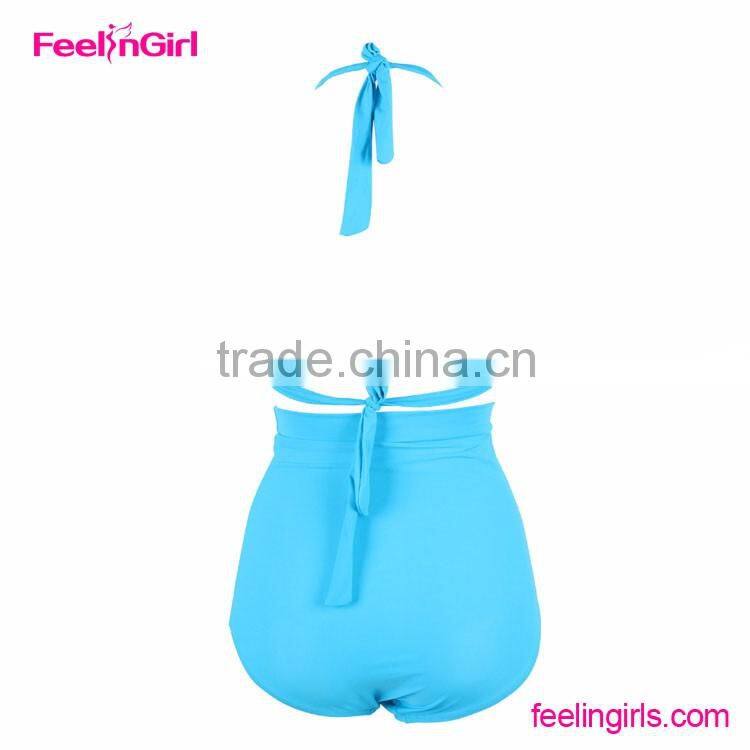 Young Girl Light Blue High Cut Plus Size Sexy Mature Bikini