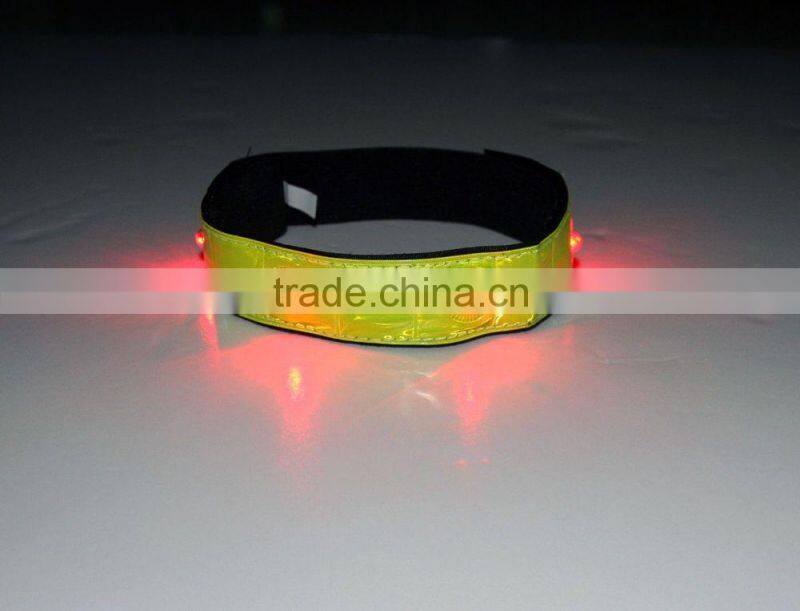 Reflective Yellow ARM / LEG BAND Red Blinking LED Lights Running or Walking