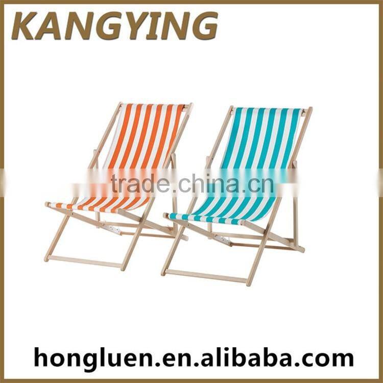 Portable Foldable Wooden Canvas Beach Chair Deck Chair