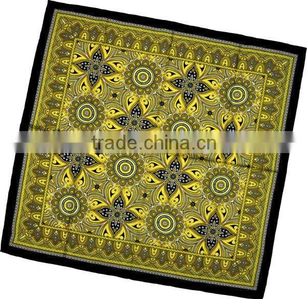 Sunflower Printed Silk Twill Foulard Scarf Orange/Black