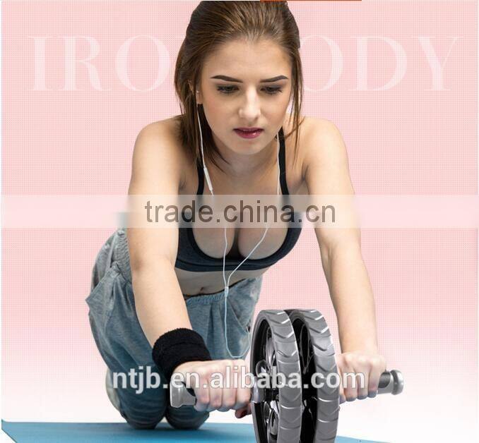 dual wheel exercise foam handle ab roller for wholesale