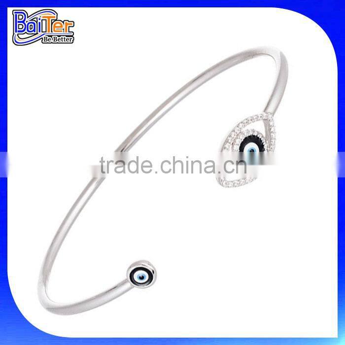 Alibaba Express Hamsa Hand Evil Eye Wire Cuff Bangle Bracelet, Custom Cheap Alloy Expandable Wire Evil Eye Bangle Bracelet