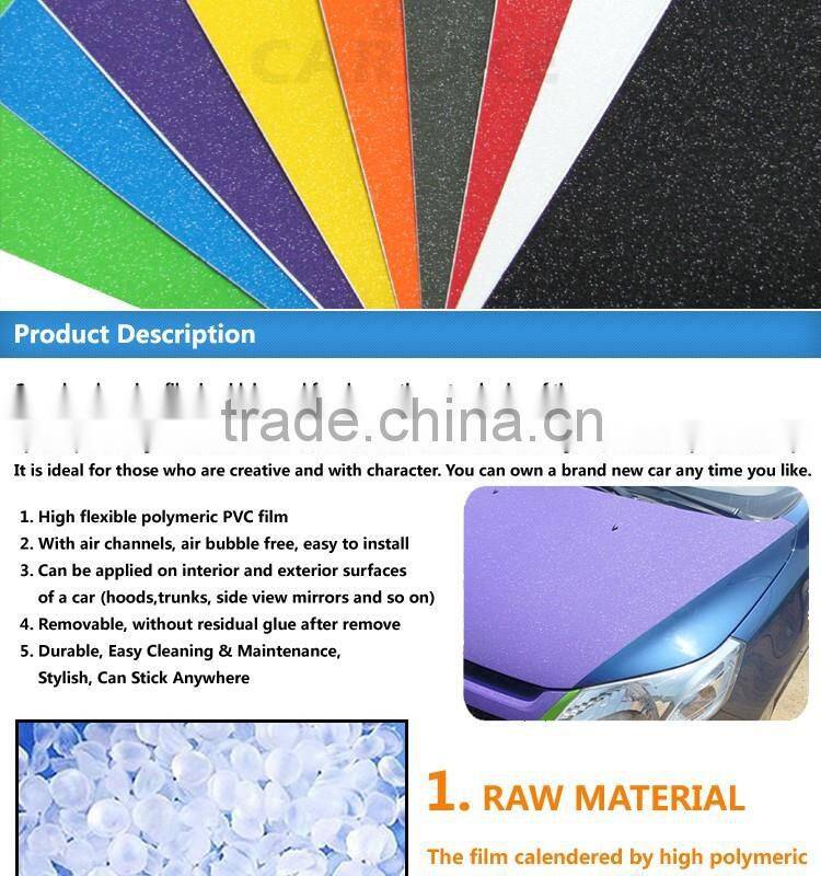 Self Adhesive White Matt Glitter Car Body Wrap Silver Vinyl Sticker Roll