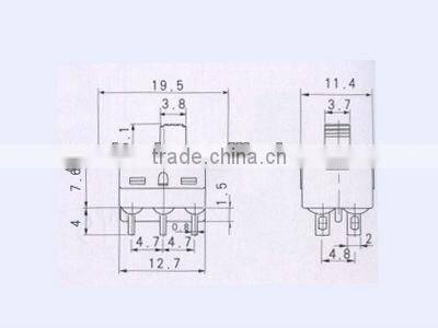 3Pin slide switch of red & miniature slide switch of AC