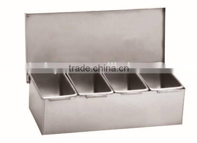 Condiment dispenser with 4 compartments kitchen stainless steel wholesale spice containers
