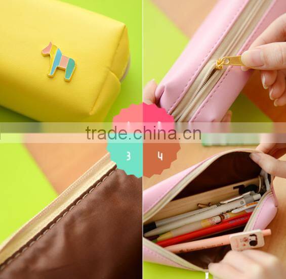 Korea style little horse decoration pencil case , pencil bag china suppliers