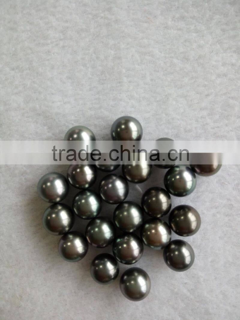 9-10mm AAA black tahitian pearls wholesale perfect round high luster no hole