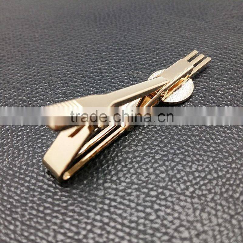 Fashion men's gold plating metal tie pin with custom logo