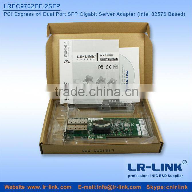 LREC9702EF-2SFP Intel 82576EB chipset PCI Express 1000M Gigabit Dual Port SFP Lan Card,ISCSI boot
