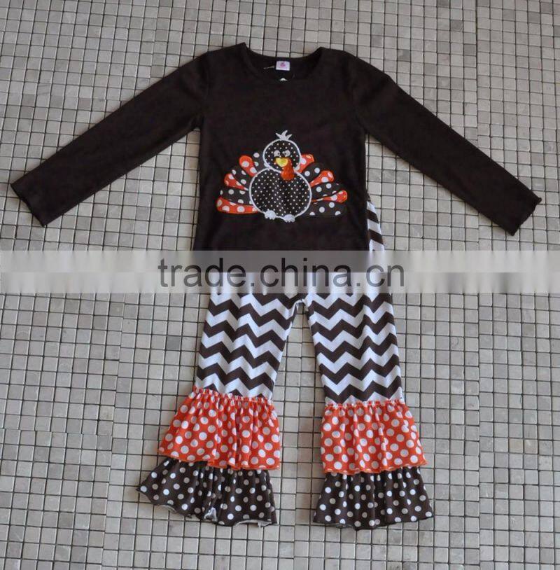 Handmade 100% cotton western girl cat embroidery long sleeve halloween boutique outfit