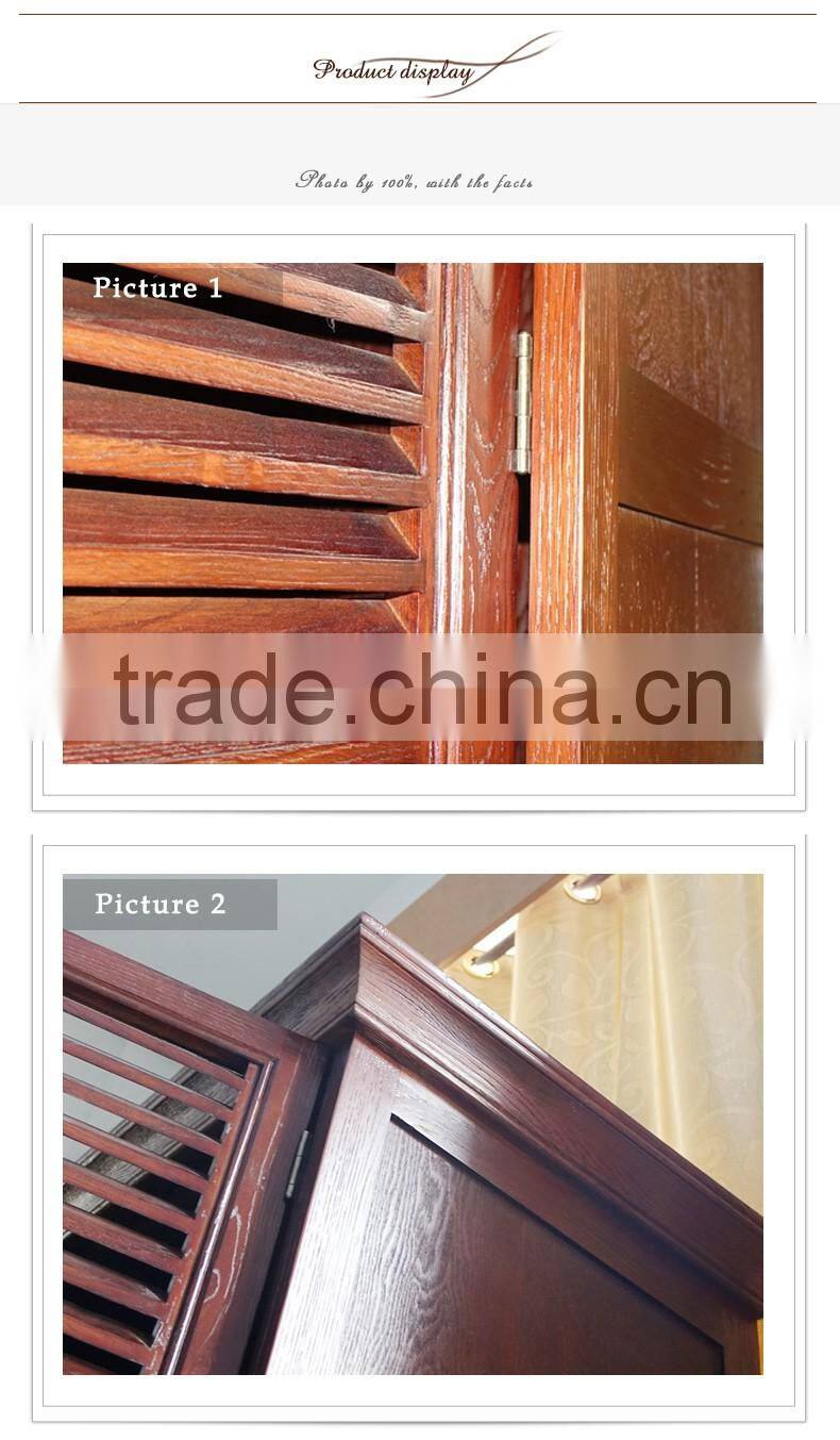 Solid Wooden Design Four Shutters Cabinet Oak Wall Wardrobes Bedroom