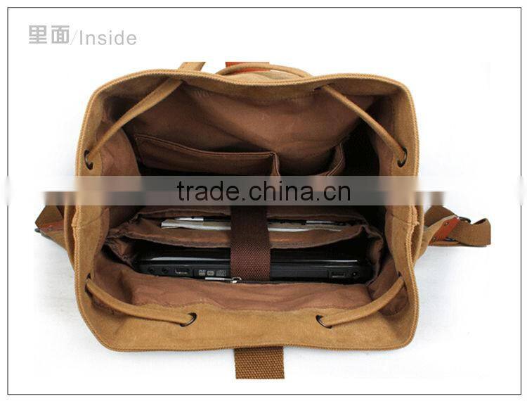 Top quality customized canvas backpack for men, canvas bag