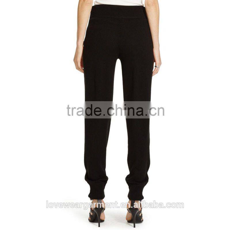 Womens fashion black plain cotton sweat pants